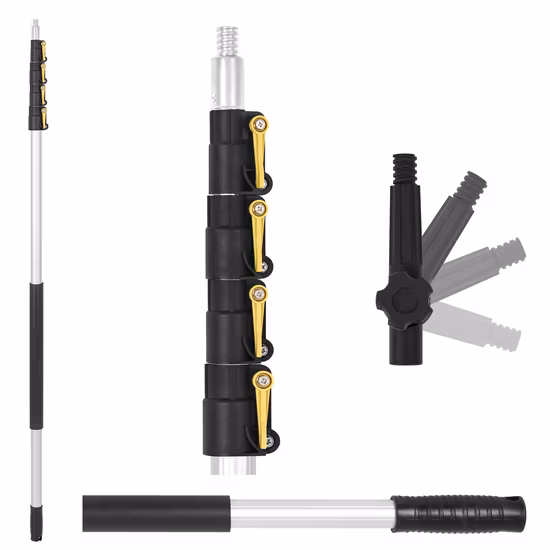 Poste telescópico de aluminio con bloqueo giratorio para limpieza o monopié